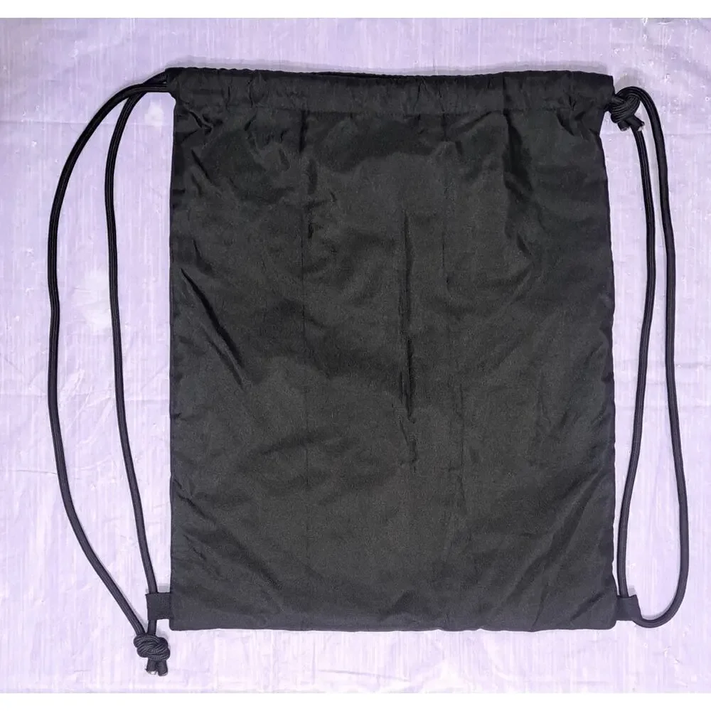 Thick Drawstring Lightweight Black Backpack Gym Bag with Pockets